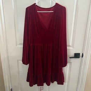 Halara velvet deep red dress size xl